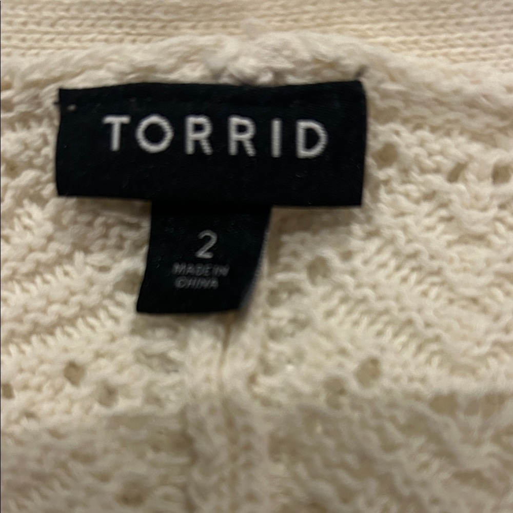 Torrid Cream Textured Knit Cardigan - Picture 2 of 7